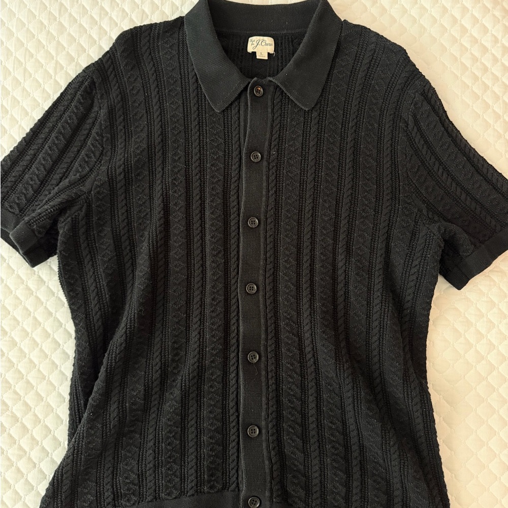 J. Crew Black Short Sleeve Knit Polo